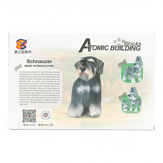 Atombausteine – „Schnauzer“ Hund 880 Stück | 3D Mini-Bausteine | Konstruktionsspielzeug für Kinder & Erwachsene (Modell Nr. 6618-1)