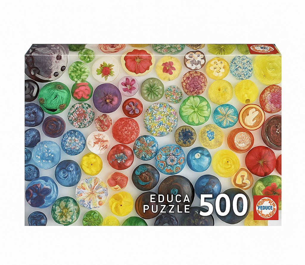 Educa Puzzle „Glasknöpfe“ – 500 Teile | Buntes Glasmuster | Hochwertiges Puzzle aus Europa