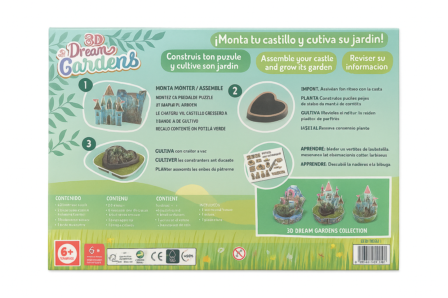 EDUCA 3D Dream Gardens Schloss – Bastelset mit echtem Garten zum Anpflanzen (ab 6 Jahren)