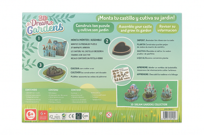 EDUCA 3D Dream Gardens Schloss – Bastelset mit echtem Garten zum Anpflanzen (ab 6 Jahren)
