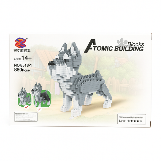 Atombausteine ​​– „Schnauzer“ Hund 880 Stück | 3D Mini-Bausteine ​​| Konstruktionsspielzeug für Kinder &amp; Erwachsene (Modell Nr. 6618-1)
