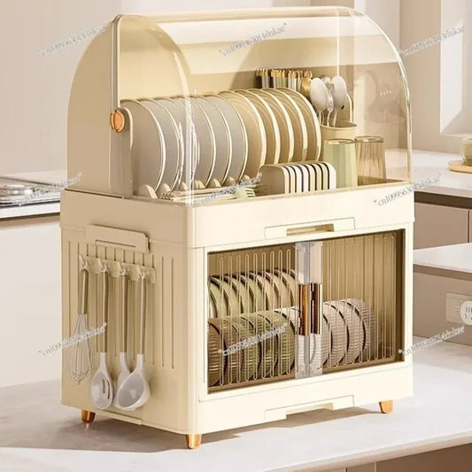 Kitchen Bowl Rack, Tableware Storage Box, Household with Lid, Tableware, Bowl Box, Dish Drain Rack, Plastic Cupboard